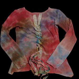 Robin Kaplan Tissue Top Retro Hippie Artwear Fluid Ethereal Fairy Whimsy Sheer S